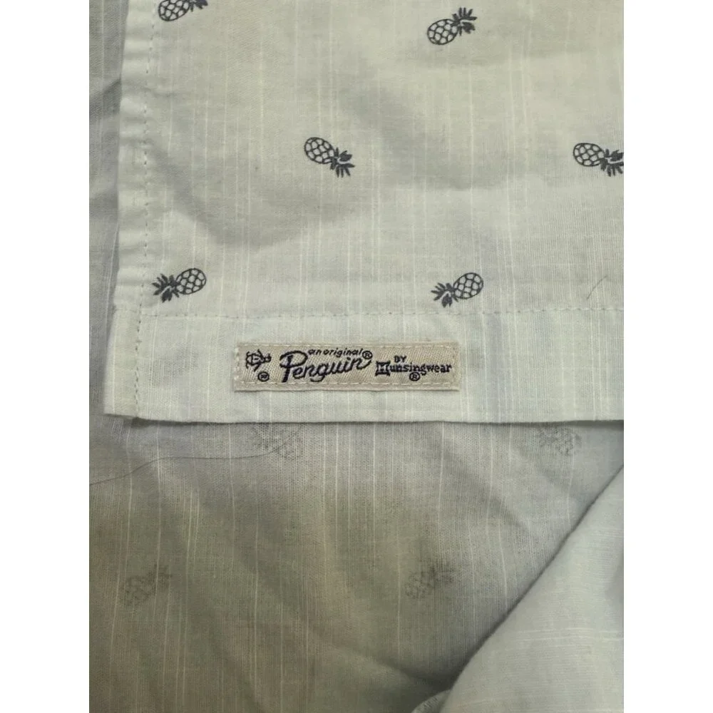 Penguin Munsingwear Shirt Mens XL Pineapple Short Sleeve Button Up Pocket‎